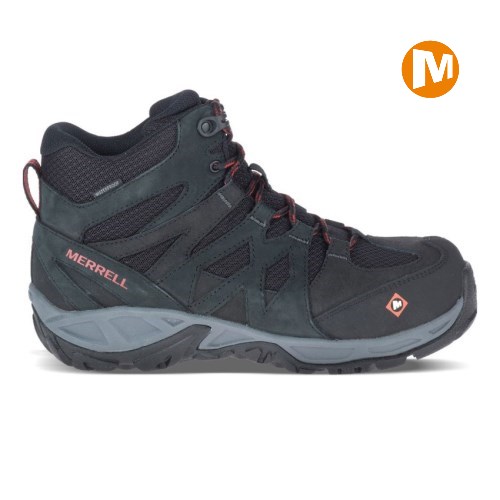 Merrell Siren Mid Waterproof Alloy Toe Sicherheitsschuhe Damen Schwarz [DE-YRCUT]